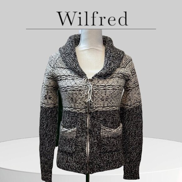 Wilfred Wool Alpaca Blend Shawl Collar Zip Front Cardigan Sweater Size Small - Picture 1 of 11